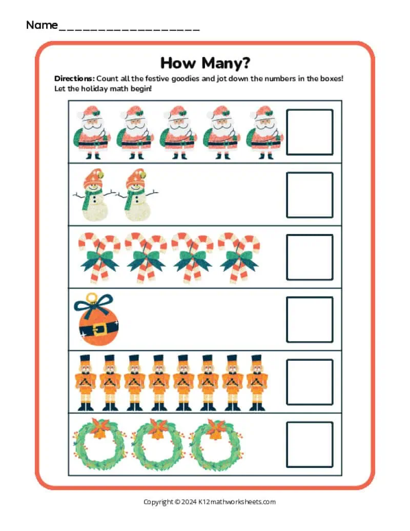 christmas math worksheets - k12 math worksheets